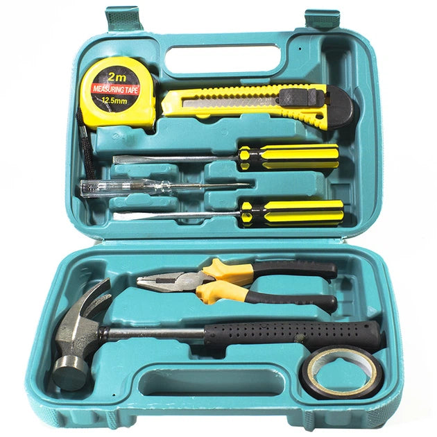 8 PCS Professional Tool Set with Storage Box | YL-8009A Model | Durable Home Repair & DIY Toolkit | Organized Plastic Storage Box