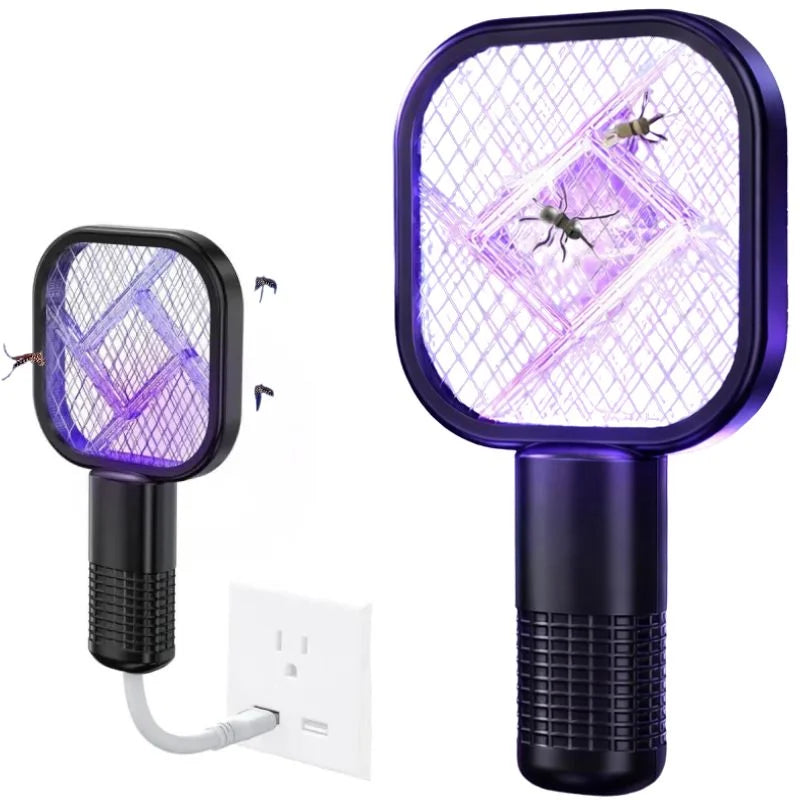 Portable Mini Mosquito Swatter – USB Rechargeable Electric Bug Zapper with LED Night Light (Random Color)