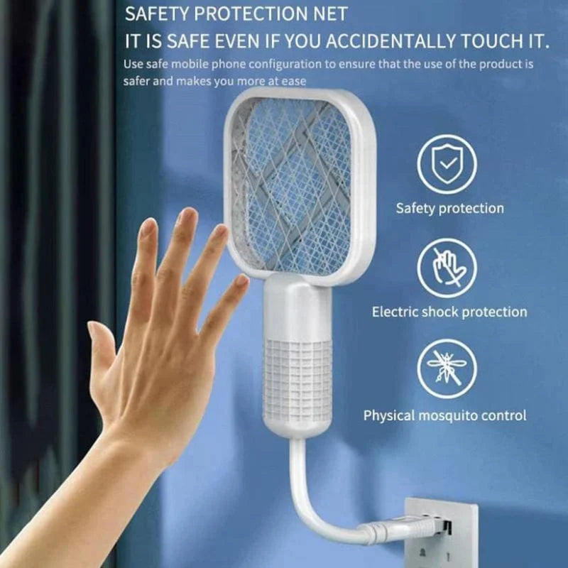 Portable Mini Mosquito Swatter – USB Rechargeable Electric Bug Zapper with LED Night Light (Random Color)