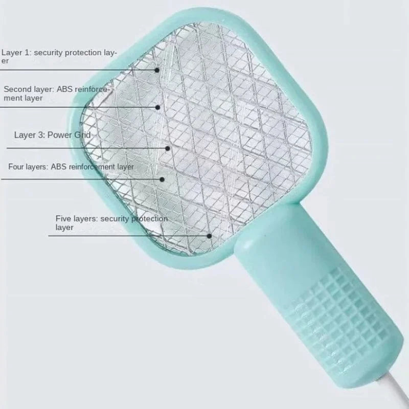 Portable Mini Mosquito Swatter – USB Rechargeable Electric Bug Zapper with LED Night Light (Random Color)